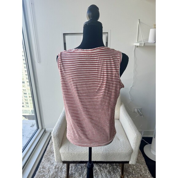 Madewell Red White Stripe Pocket Front Sleeveless Tank Size Medium - Picture 4 of 6